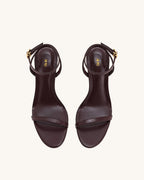 JW PEI Alivia Gold Metal Heel Sandals  -  Claret Red