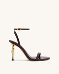 JW PEI Alivia Gold Metal Heel Sandals  -  Claret Red