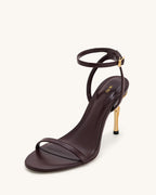 JW PEI Alivia Gold Metal Heel Sandals  -  Claret Red