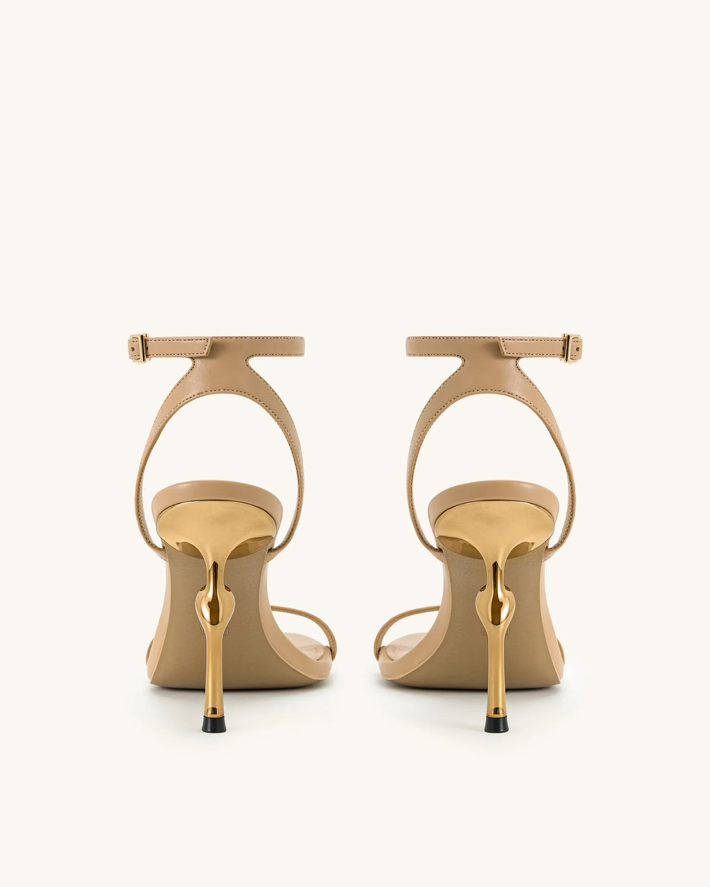 JW PEI Alivia Gold Metal Heel Sandals  -   Khaki