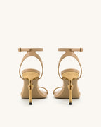 JW PEI Alivia Gold Metal Heel Sandals  -   Khaki