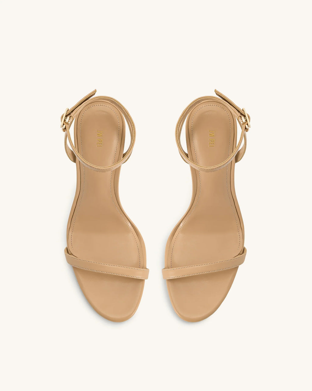 JW PEI Alivia Gold Metal Heel Sandals  -   Khaki
