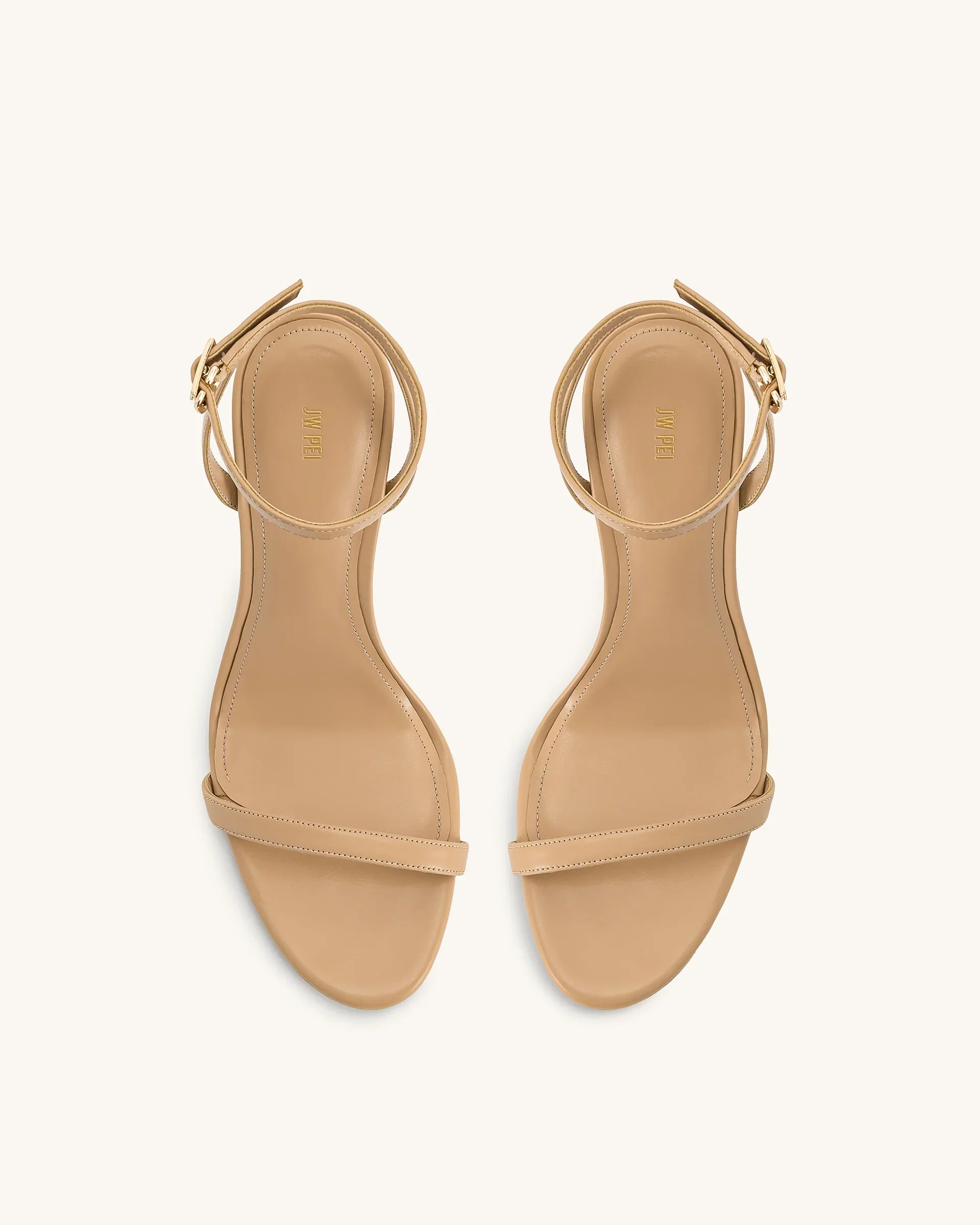 JW PEI Alivia Gold Metal Heel Sandals  -   Khaki