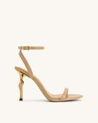 JW PEI Alivia Gold Metal Heel Sandals  -   Khaki