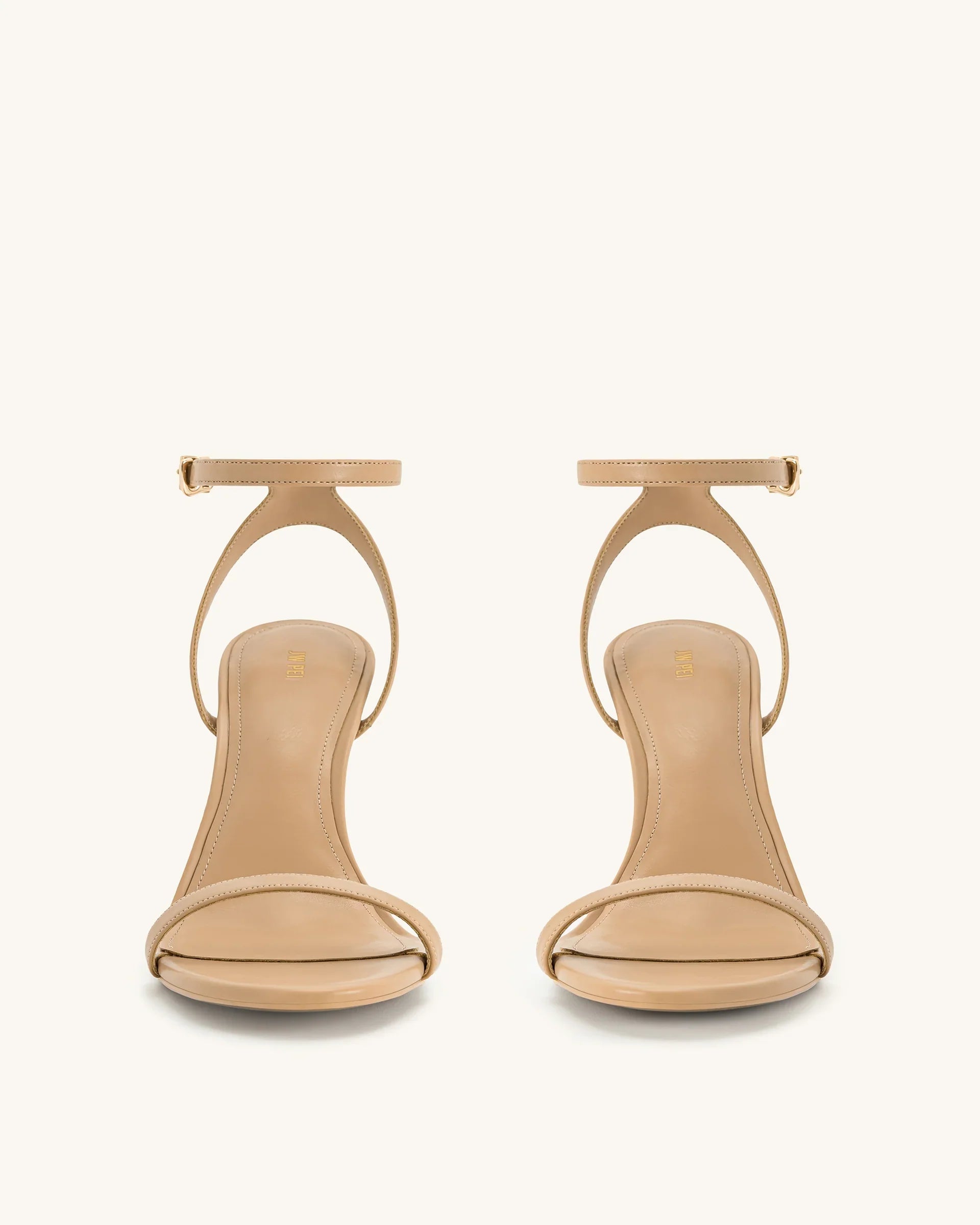 JW PEI Alivia Gold Metal Heel Sandals  -   Khaki