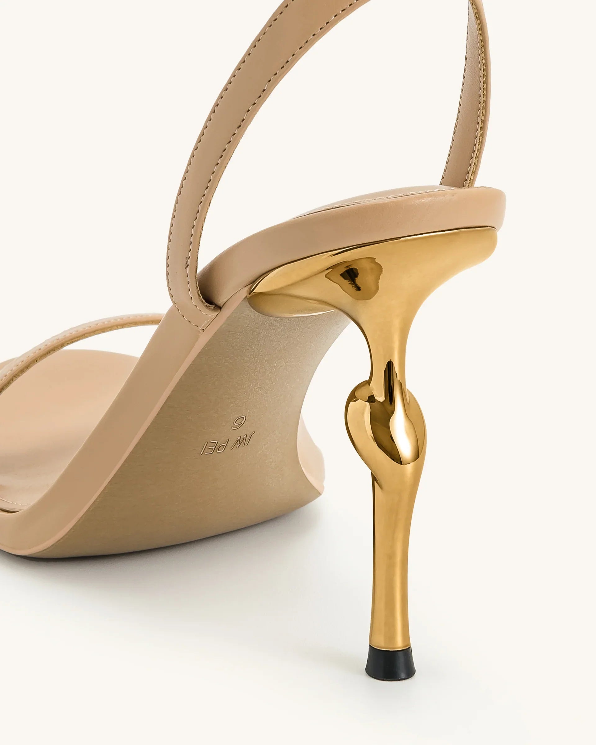 JW PEI Alivia Gold Metal Heel Sandals  -   Khaki