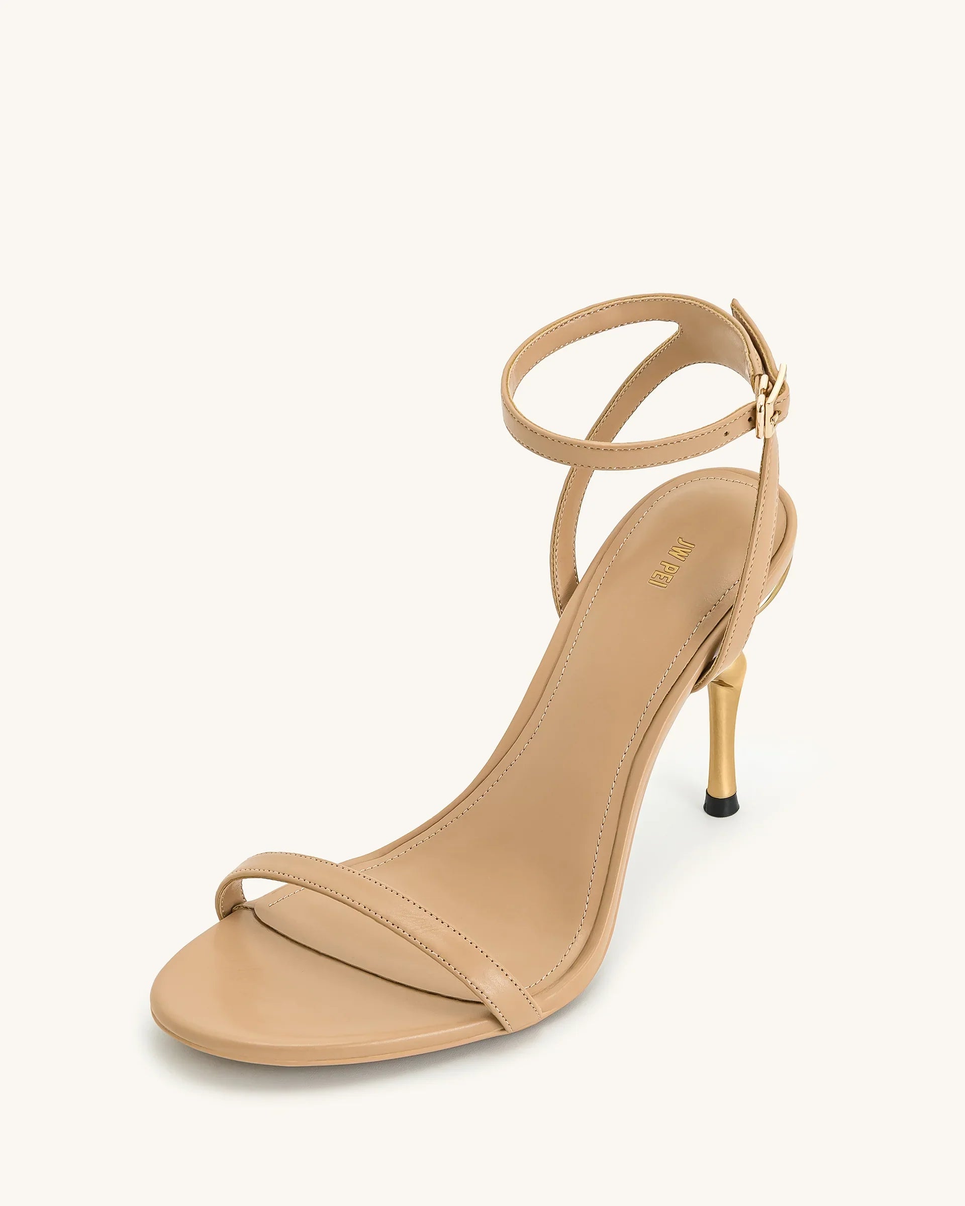 JW PEI Alivia Gold Metal Heel Sandals  -   Khaki