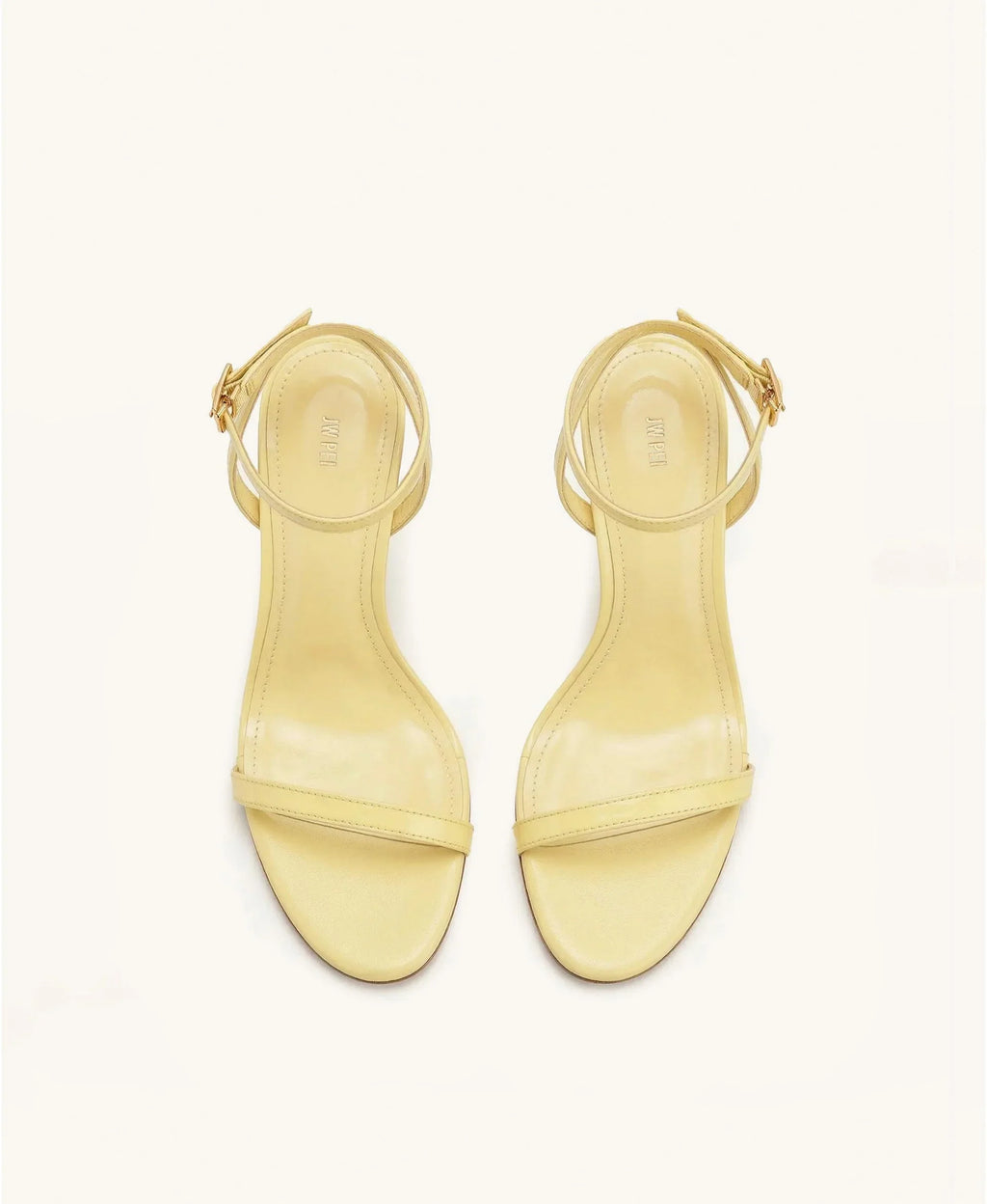 JW PEI Alivia Gold Metal Heel Sandals  -  Pale Yellow
