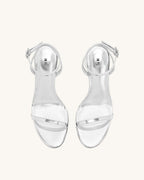 JW PEI Alivia Gold Metal Heel Sandals  -  Silver