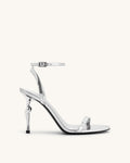JW PEI Alivia Gold Metal Heel Sandals  -  Silver