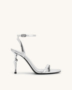 JW PEI Alivia Gold Metal Heel Sandals  -  Silver