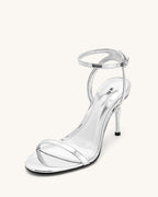 JW PEI Alivia Gold Metal Heel Sandals  -  Silver