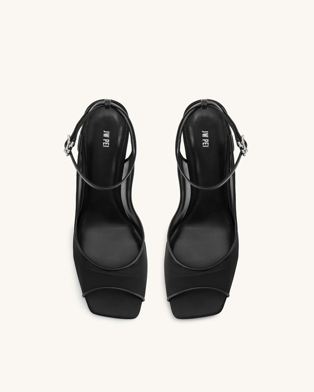 JW PEI Serenity Open Toe Mesh Slingback Sandals - Black