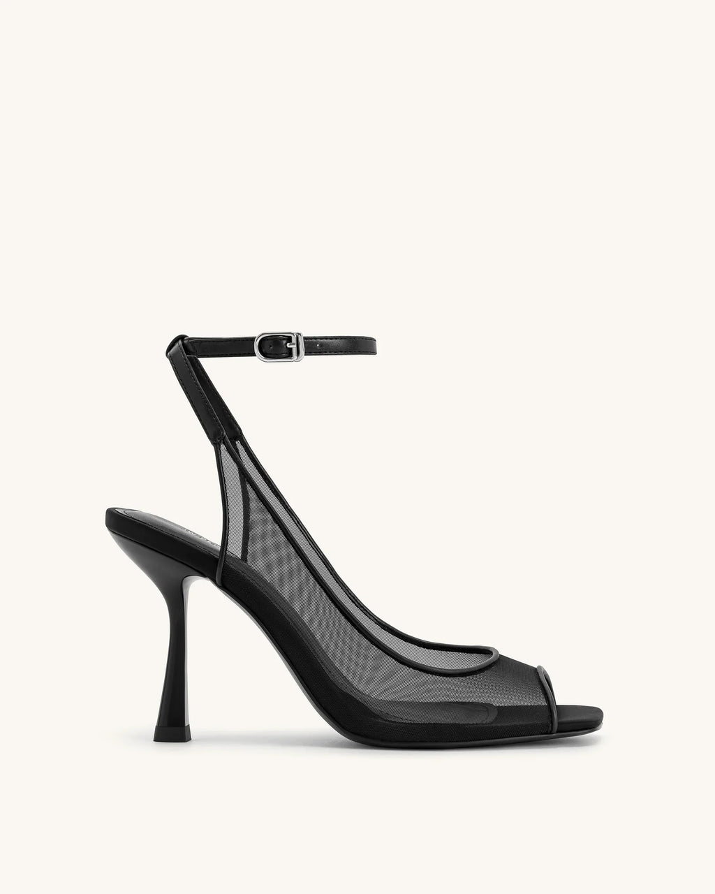 JW PEI Serenity Open Toe Mesh Slingback Sandals - Black