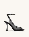 JW PEI Serenity Open Toe Mesh Slingback Sandals - Black