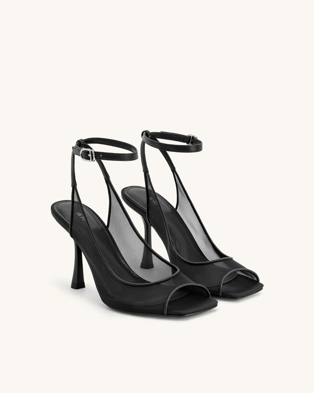 JW PEI Serenity Open Toe Mesh Slingback Sandals - Black