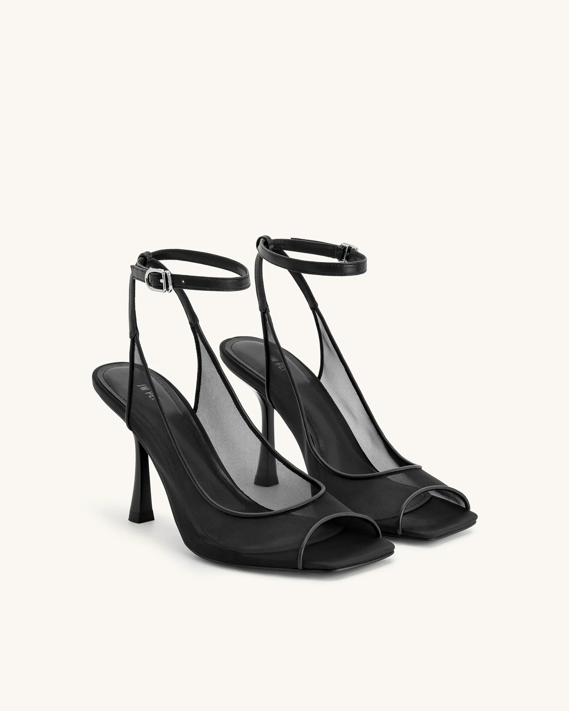 JW PEI Serenity Open Toe Mesh Slingback Sandals - Black