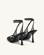 JW PEI Serenity Open Toe Mesh Slingback Sandals - Black