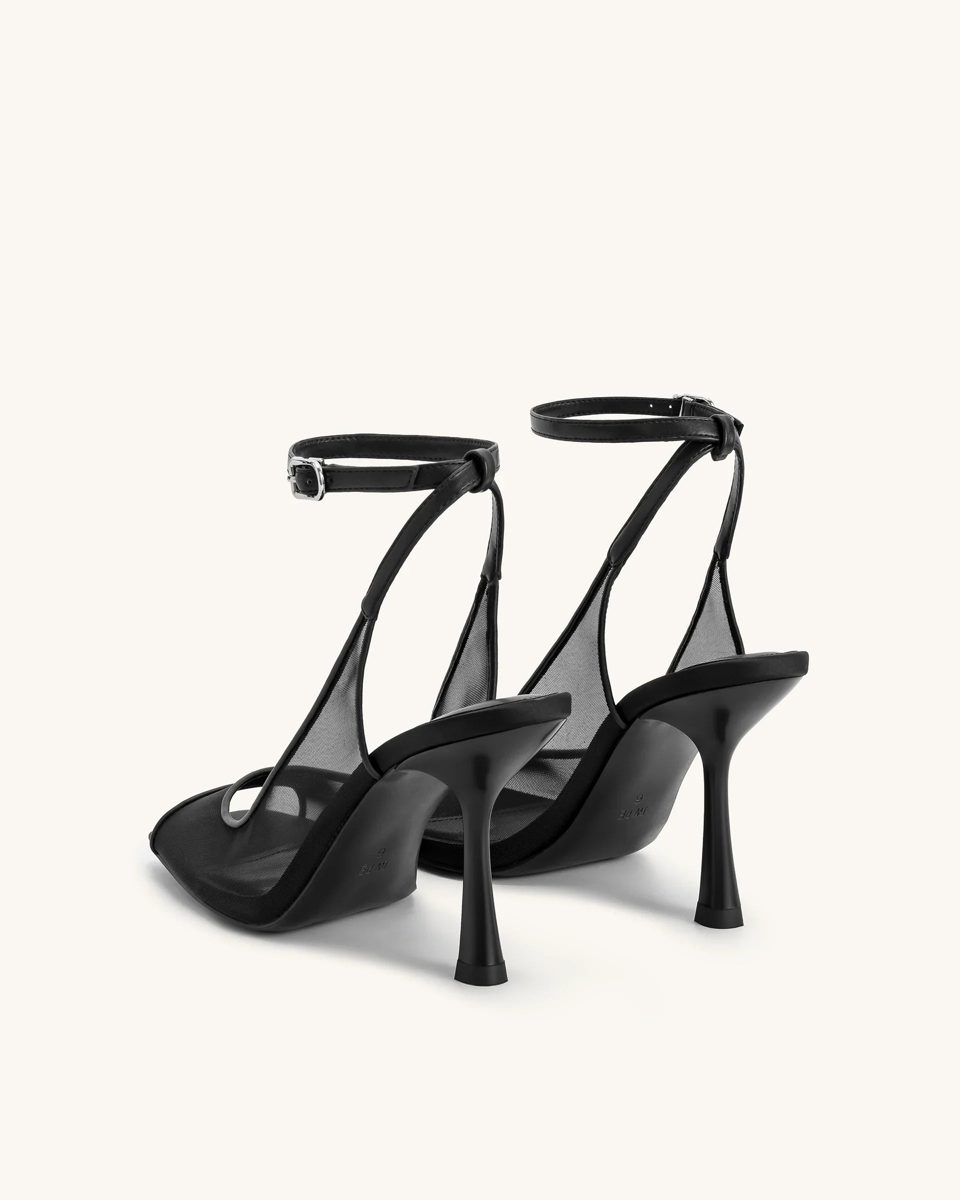 JW PEI Serenity Open Toe Mesh Slingback Sandals - Black