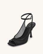 JW PEI Serenity Open Toe Mesh Slingback Sandals - Black