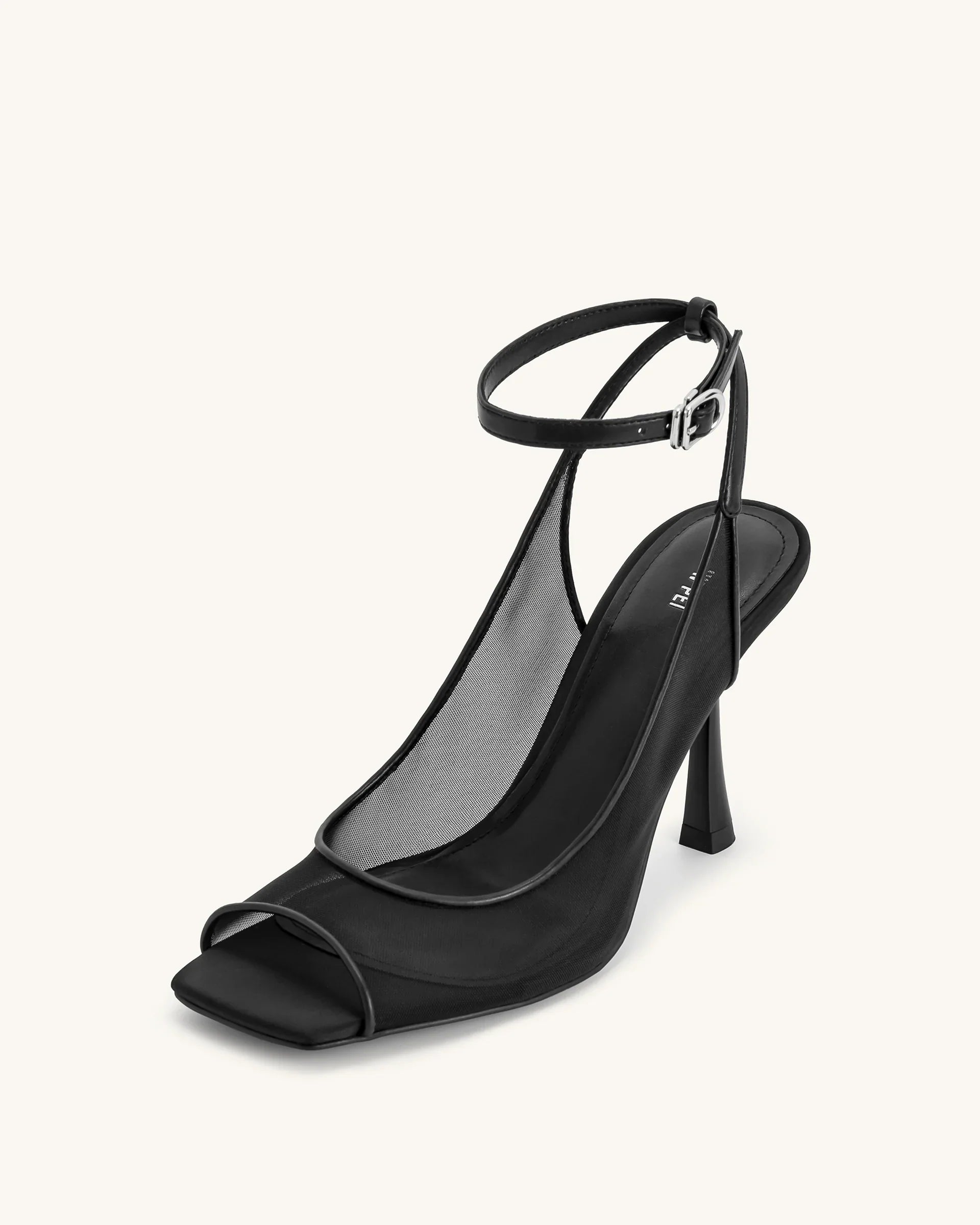 JW PEI Serenity Open Toe Mesh Slingback Sandals - Black
