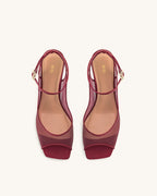 JW PEI Serenity Open Toe Mesh Slingback Sandals - Burgundy