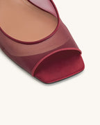 JW PEI Serenity Open Toe Mesh Slingback Sandals - Burgundy