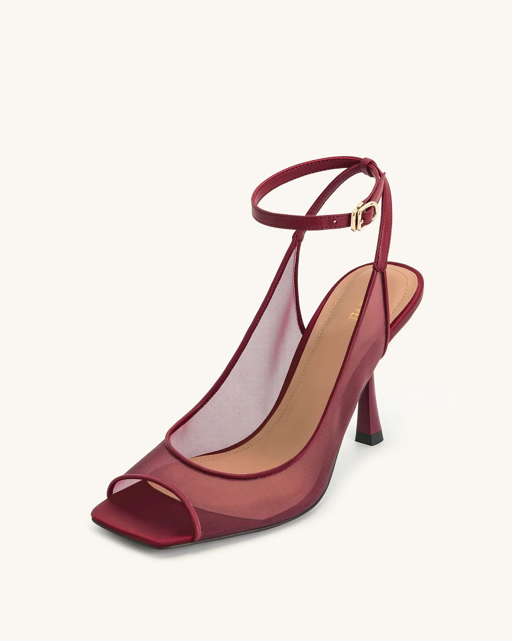 JW PEI Serenity Open Toe Mesh Slingback Sandals - Burgundy