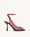 JW PEI Serenity Open Toe Mesh Slingback Sandals - Burgundy