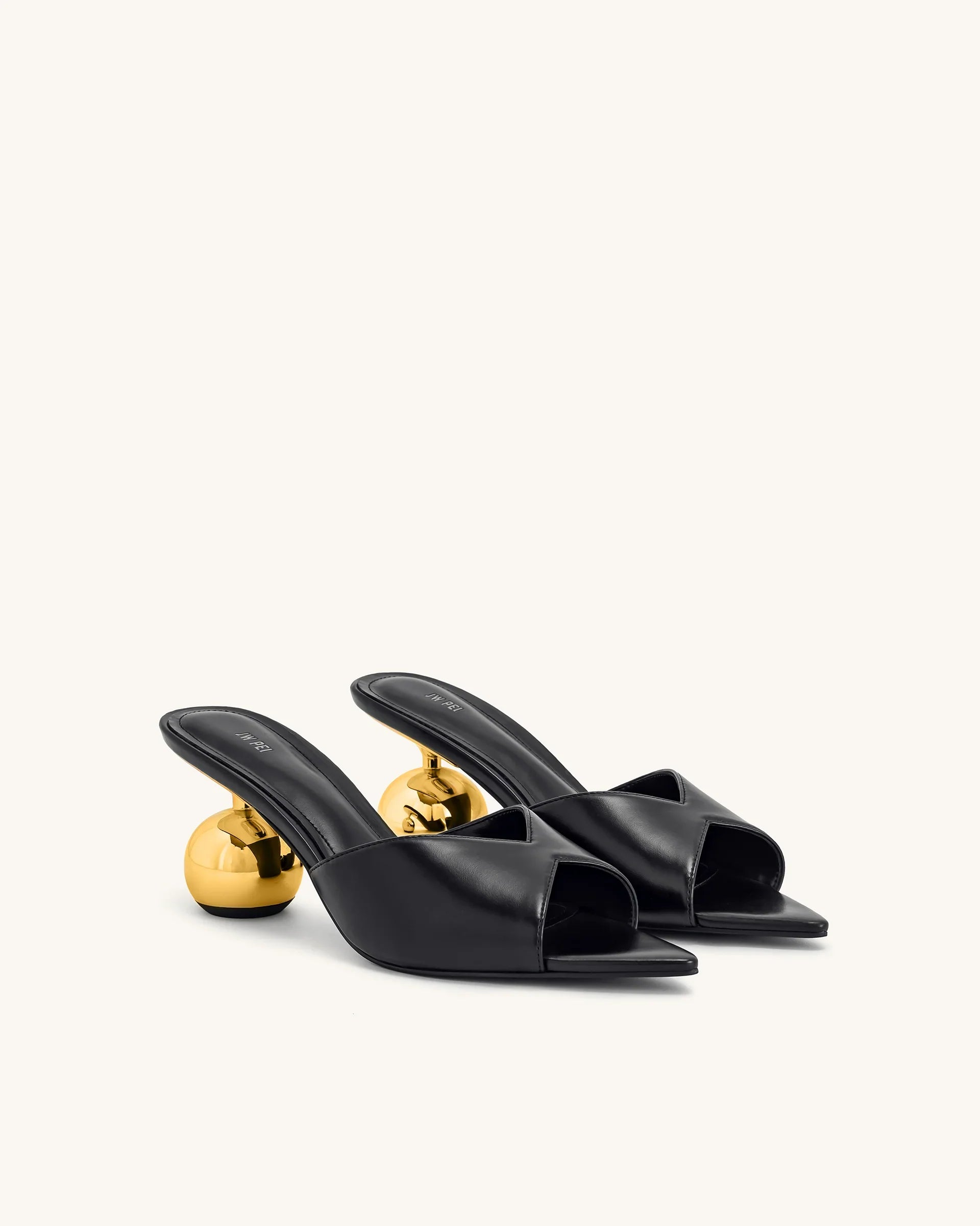 JW PEI Ellie Sphere Heel Mules - Black