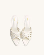 JW PEI Ellie Woven Sphere Heel Mules - White