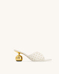 JW PEI Ellie Woven Sphere Heel Mules - White