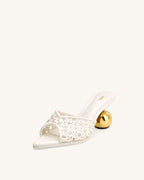 JW PEI Ellie Woven Sphere Heel Mules - White