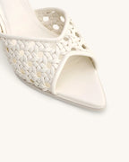 JW PEI Ellie Woven Sphere Heel Mules - White
