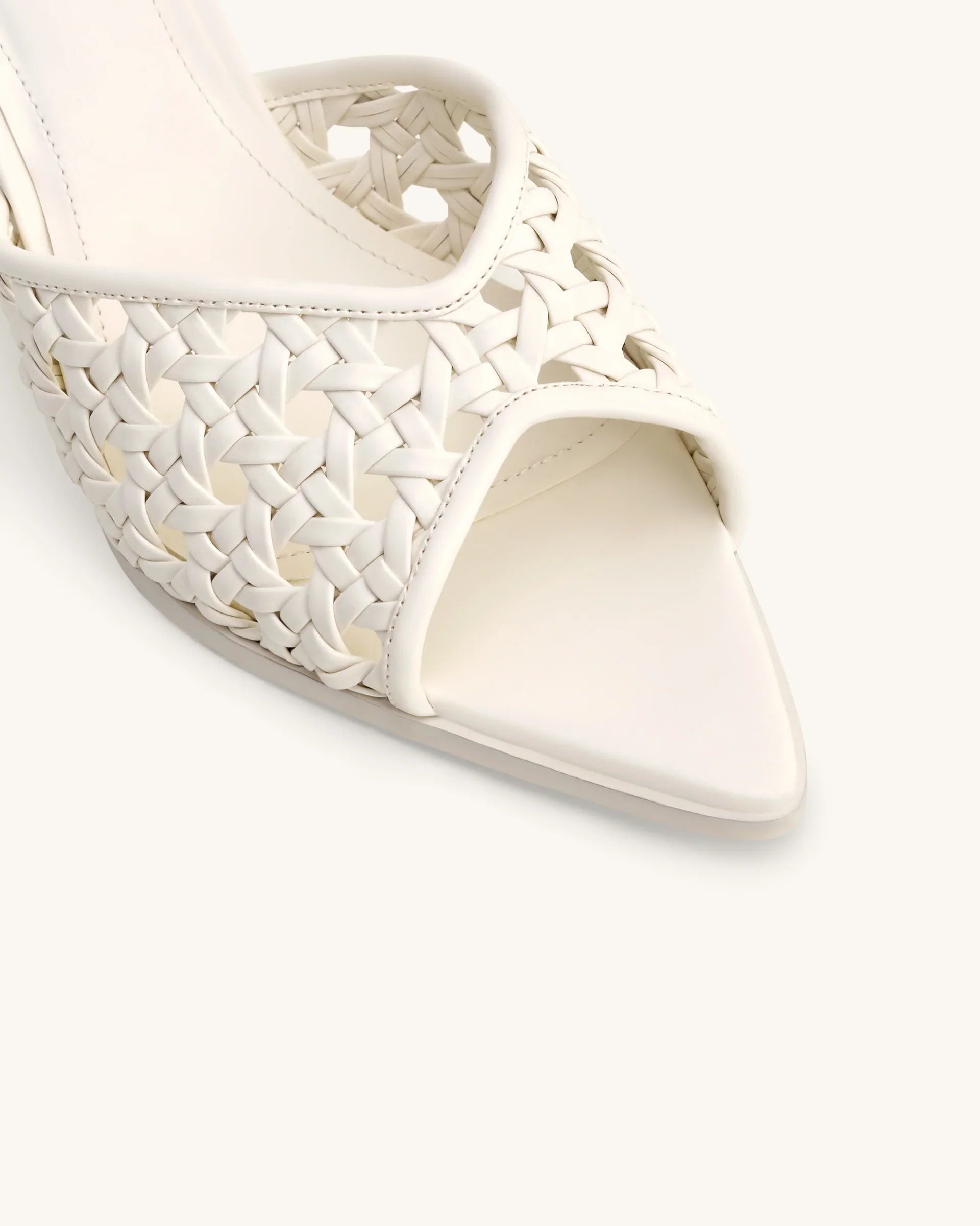 JW PEI Ellie Woven Sphere Heel Mules - White