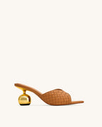 JW PEI Ellie Braided Sphere Heel Mules - Khaki