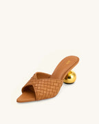 JW PEI Ellie Braided Sphere Heel Mules - Khaki