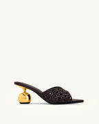 JW PEI Ellie Woven Sphere Heel Mules - Deep Burgundy