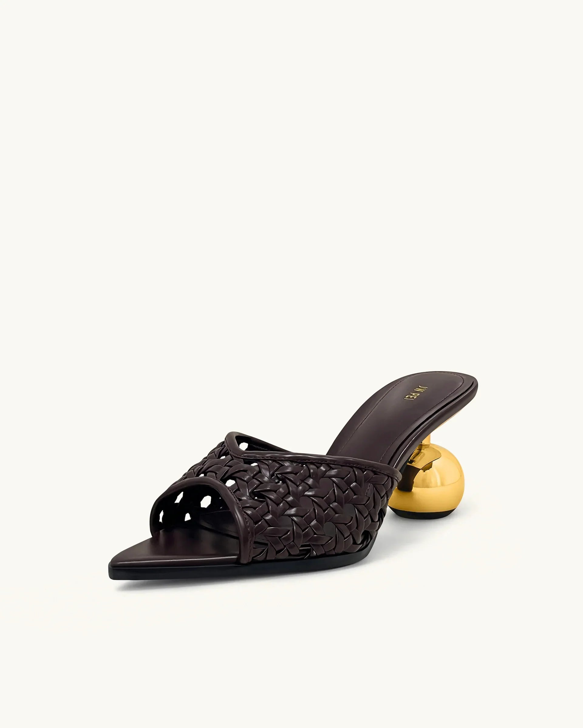 JW PEI Ellie Woven Sphere Heel Mules - Deep Burgundy