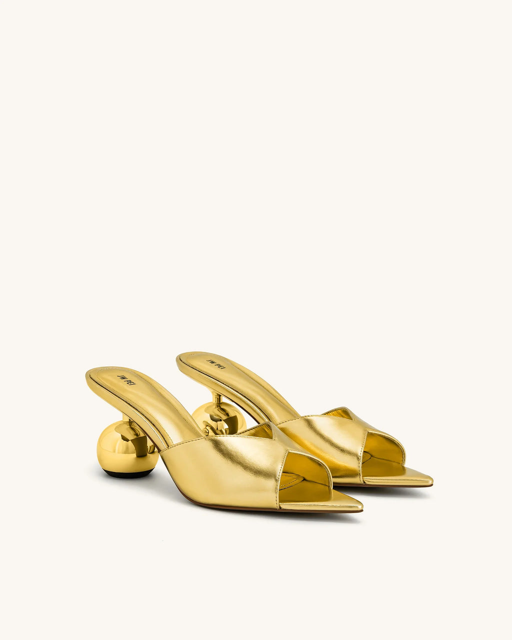 JW PEI Ellie Sphere Heel Mules - Gold