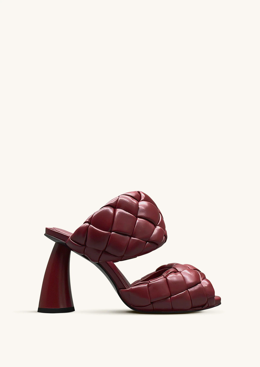 JW PEI Lillian Weave Leather Heel Mules – Burgundy