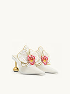 JW PEI Sofia Orchid Sphere Heel Mules   -  White