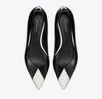 TORY BURCH TRIANGLE POINTED FLAT   -  Perfect Black / Salt