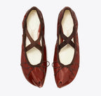 TORY BURCH PEEP-TOE MARY JANE BALLET   -  Russet Brown