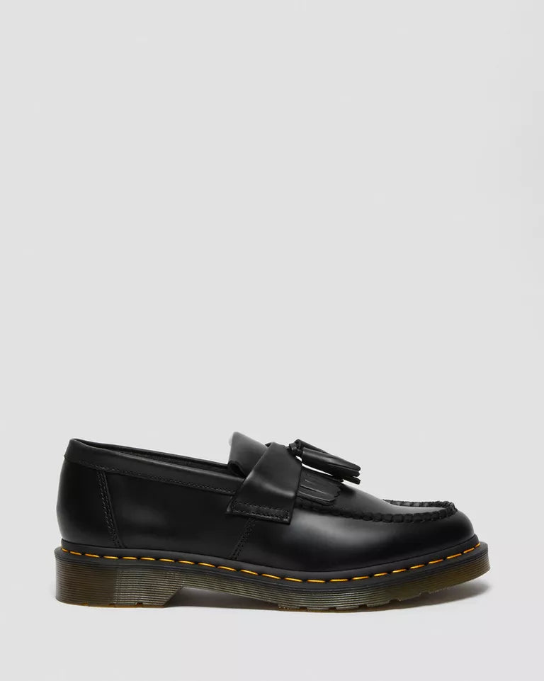 Dr. Martens Adrian Yellow Stitch Leather Tassel Loafers  -  Black — Smooth Leather