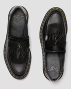 Dr. Martens Adrian Yellow Stitch Leather Tassel Loafers  -  Black — Smooth Leather