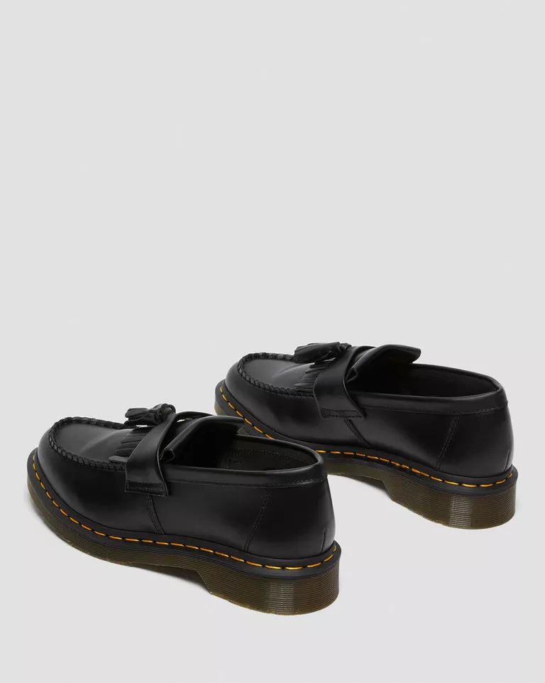 Dr. Martens Adrian Yellow Stitch Leather Tassel Loafers  -  Black — Smooth Leather