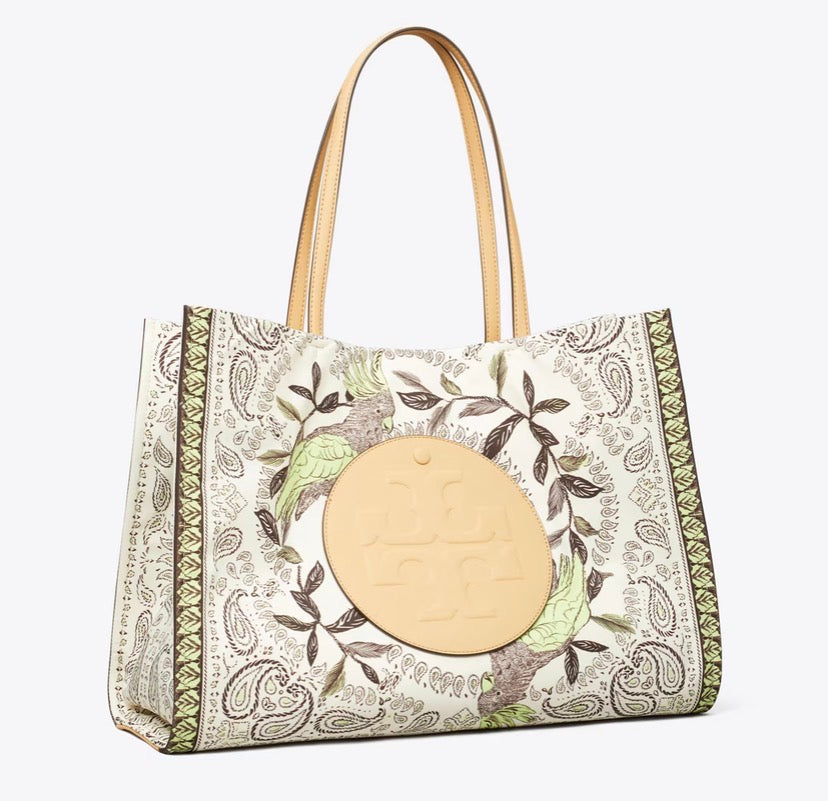 TORY BURCH ELLA PRINTED TOTE  -  mint cockatoo