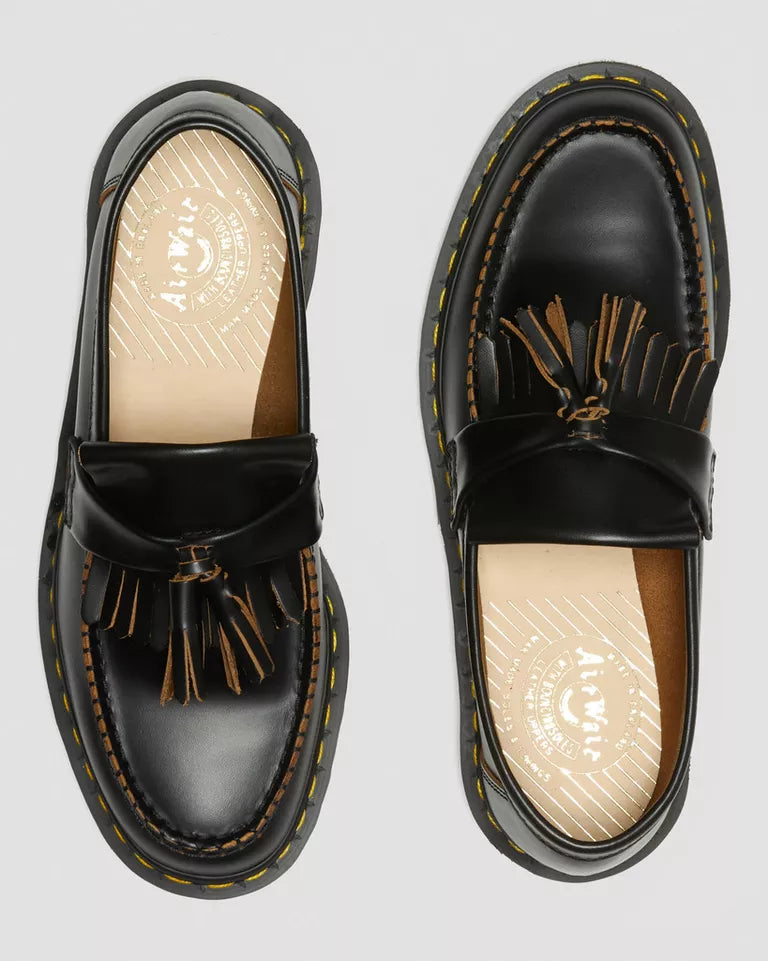 Dr. Martens Adrian Made in England Vintage Leather Tassel Loafers  -  Black — Quilon