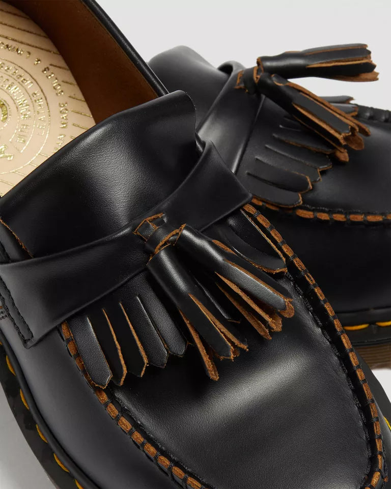 Dr. Martens Adrian Made in England Vintage Leather Tassel Loafers  -  Black — Quilon